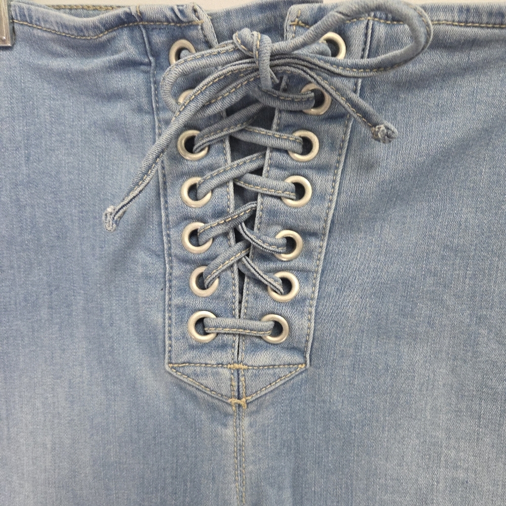 Free People Lace Up Light Wash High Rise Skinny Jeans Size 28 - Picture 3 of 4